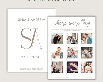Editable Bridal Shower Game Where Were They Photo Game Minimalist Where were they Photo Guessing Game Card Couple Shower Game Canva Template