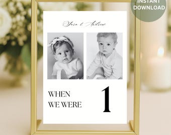 Editable Wedding Table Number Card with Photo (Digital Download)