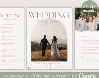 Wedding Photography Pricing Guide Template: Editable Canva Design (Digital Download)