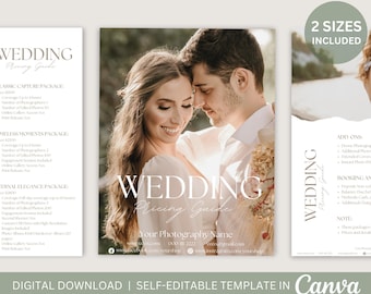Wedding Photography Pricing Guide Template: Editable Canva Design (Digital Download)