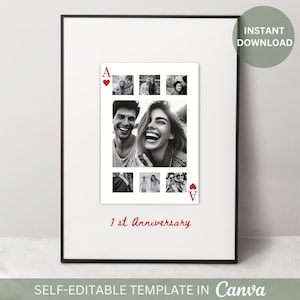 Modello di carta da gioco per regalo di anniversario di coppia modificabile Modello di regalo di nozze Modello di regalo di San Valentino personalizzato Idea regalo d'amore Canva