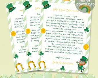 Bewerkbare kabouterbrief afdrukbaar: St. Patrick's Day-activiteit (digitale download)