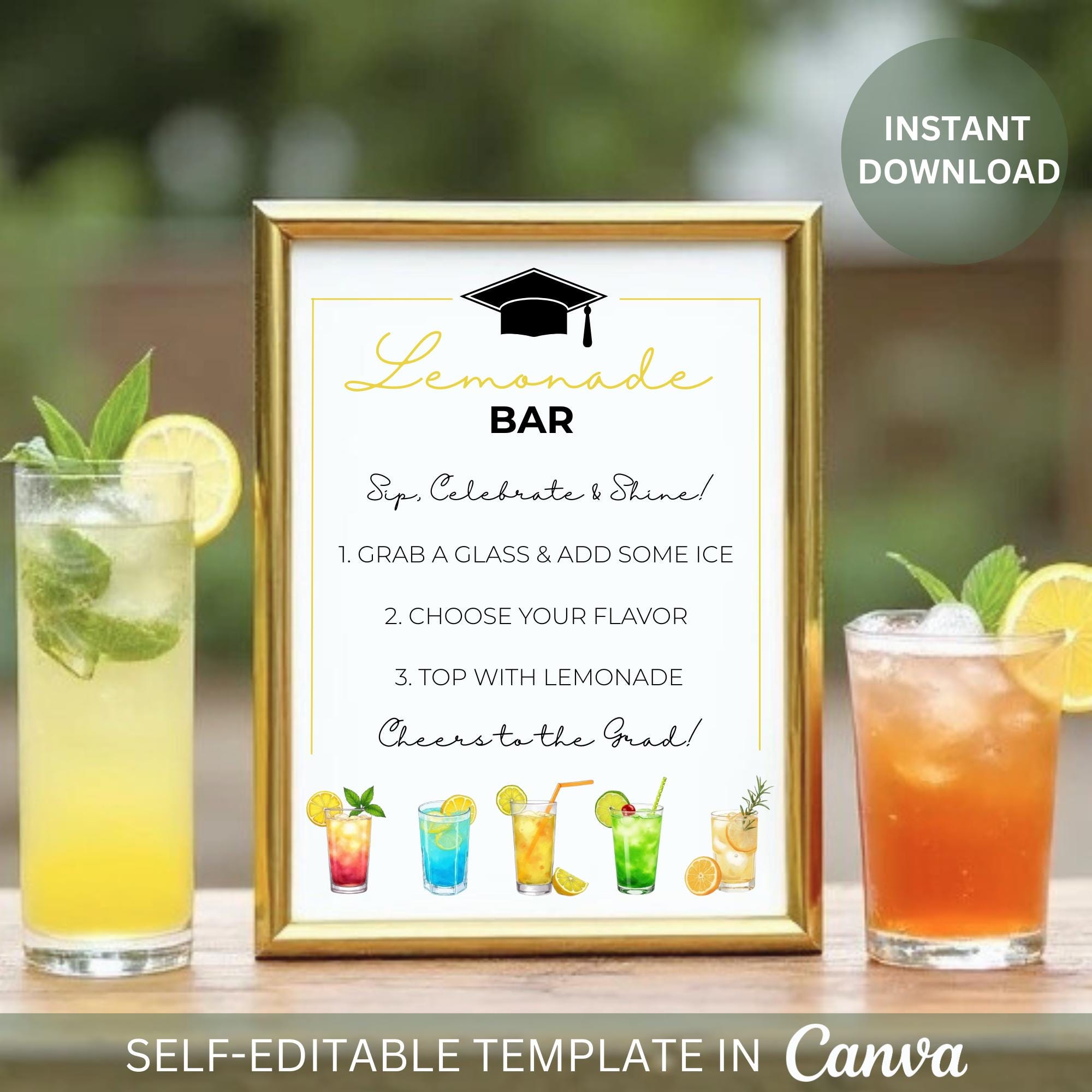 Graduation Lemonade Stand Sign Editable Graduation Lemonade Bar Sign Template: Editable Party Decor ...