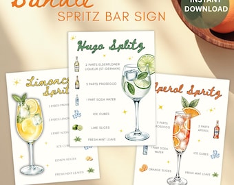 Editable Spritz Bar Sign Bundle: Aperol, Hugo, Limoncello (Digital Download)