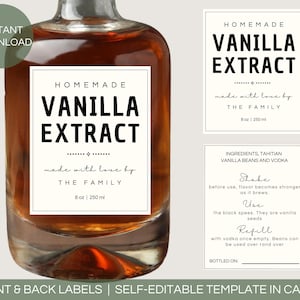 Editable Vanilla Extract Label Template: DIY Gift Label (Digital Download)
