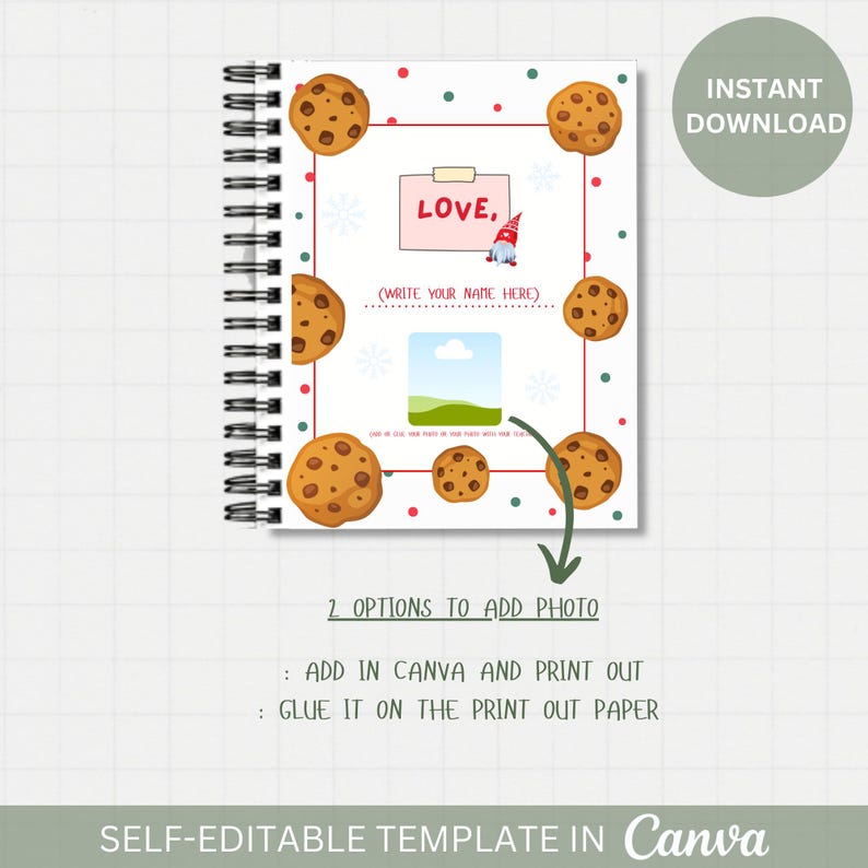 Editable Christmas Teacher Gift Book Template, Editable Cookie Theme ...