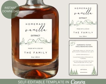 Editable Christmas Vanilla Extract Label Template: DIY Gift Label (Digital Download)