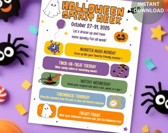 Editable Halloween School Spirit Week Flyer Template (Digital Download)
