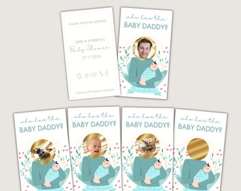 Editable Funny Baby Shower Game Celebrity Head Who Has The Baby Daddy Scratch Off Sage for Mom to Be Guess Who Has The Baby Dad Baby Shower