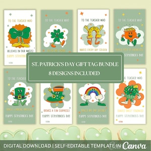 Editable St Patrick's Day Gift Tag BUNDLE for Teachers St. Patrick's Day Treat Bag Tags St. Patrick's Day Gift Label Tags Printable Canva