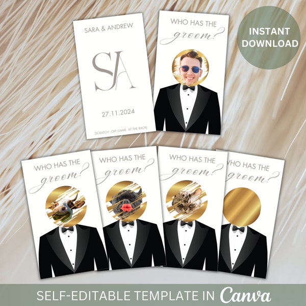 Editable Celebrity Who Has The Groom Bridal Shower Game Scratch off Find The Groom Game Minimalist Who Has the Groom Couples Shower Game