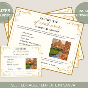 Editable Certificate of Authenticity Template: Artist COA (Digital Download)