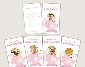 Editable Funny Baby Shower Game Celebrity Heads Who Has The Baby Daddy Scratch Off Game for Mom to Be Guess Who Has The Baby Dad Baby Shower