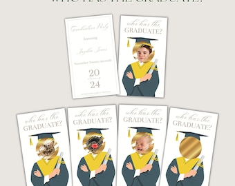 Editable Graduation Party Game Celebrity Who Has The Graduate Game Scratch Off Printable Customized for College Highschool Grad Party Games