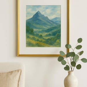 North Carolina Mountain Watercolor Prints | Grandfather Mountain, Mount Jefferson, Scenic Landscape Wall Art | Digital Download | Nature