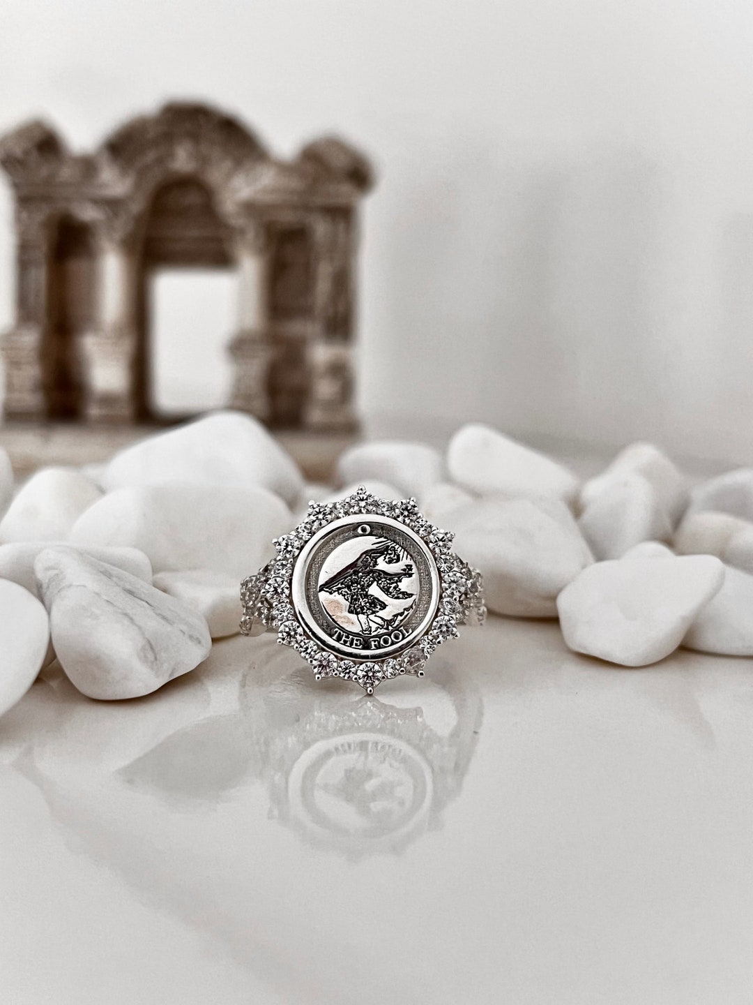 The Fool Tarot Ring, Personalized Tarot Card Jewelry, Zodiac Ring, Gold ...