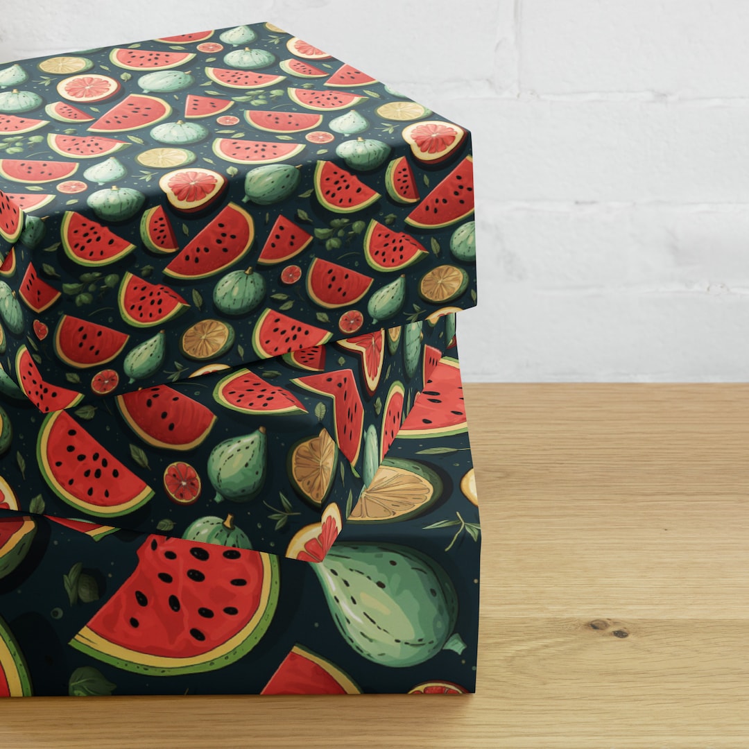 Watermelon Wrapping Paper Set Gift Wrap Birthday Gift Wrap Etsy