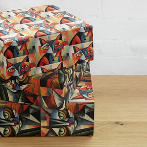 Cubist Cats Wrapping Paper Set Birthday Gift Wrap Christmas Gift Wrap