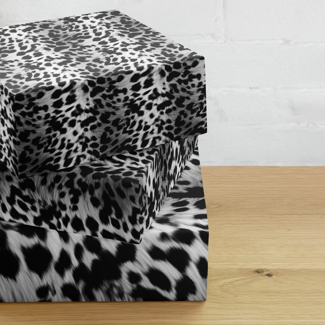 White Leopard Print Wrapping Paper Set Birthday Gift Wrap Etsy