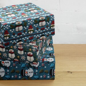 Knitted Snowmen Wrapping Paper Set Holiday Gift Wrap Christmas Gift Wrap