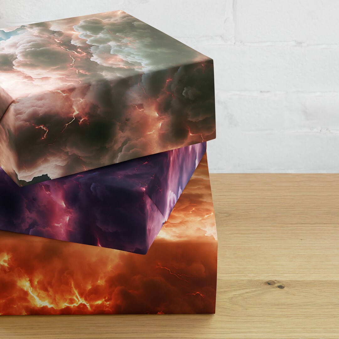 Cloud Wrapping Paper Set Lightning Gift Wrap Birthday Gift Etsy