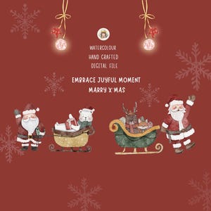 Natale, simpatico Babbo Natale acquerello scarabocchio clipart, vacanza, ornamento, stravagante, imballaggio, artigianato, cancelleria, etichetta, inverno, modello, invito