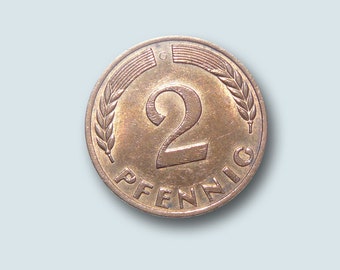 Seltene 2 Pfennig Münze der Deutschen Bundesbank 1969 G magnetisch Stempelglanz