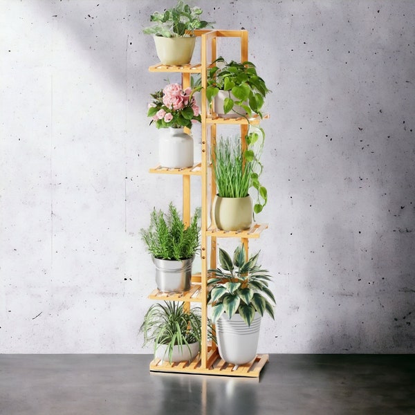 Plant Stand Indoor, 6 Tier 7 Potted Bamboo Plant Stands for Indoor Plants, Corner Plant Stand, Tiered Plant Stands, Plant Shelf, Natural