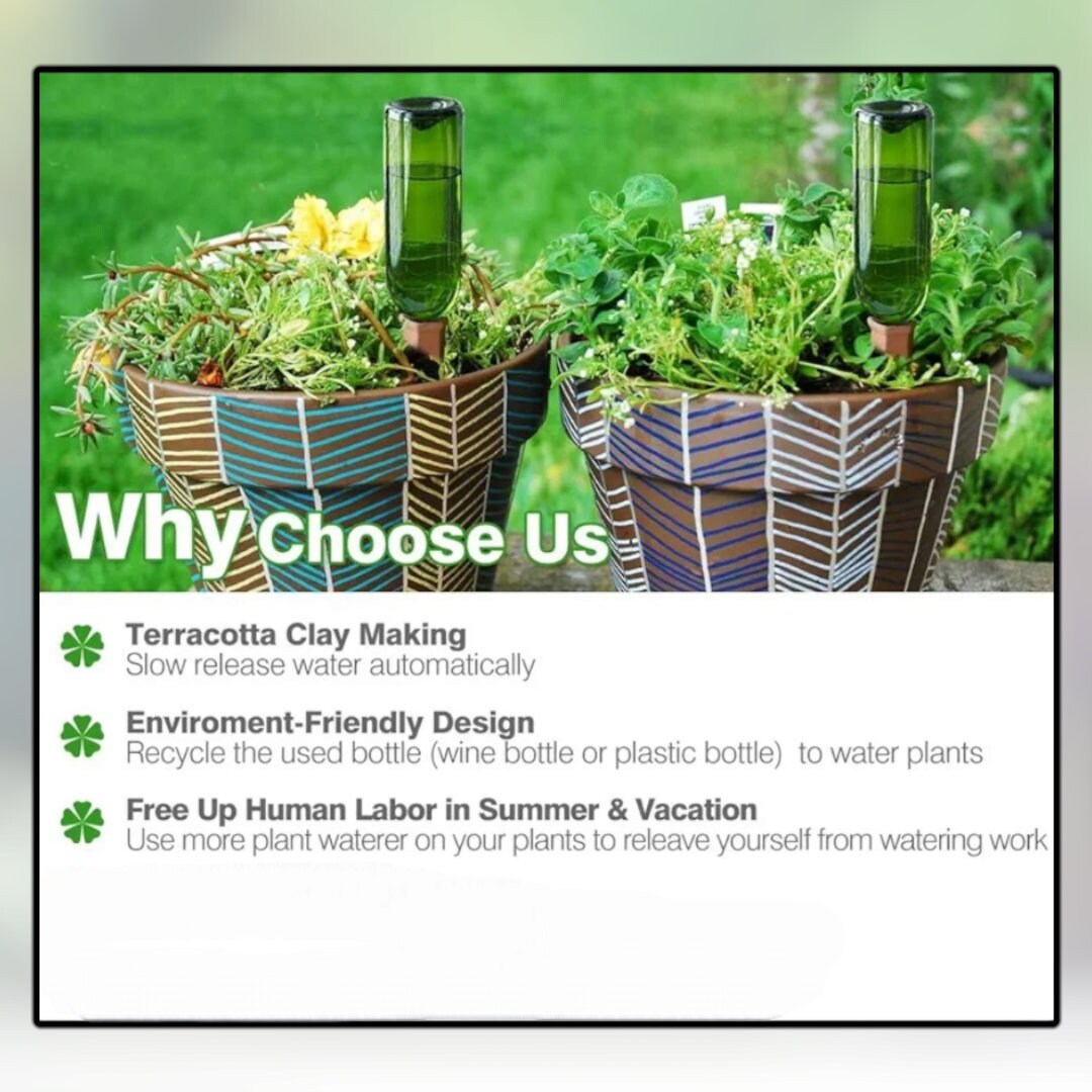 6pack Terracotta Plant Watering Spikes for Indoor and Outdoor Plants