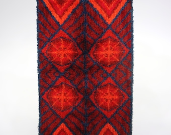 Large Wall Hanging RYA RUG| Hand Knotted Shag Rug| Swedish Wool Tapestry| Fiber Art Wall Decor| Scandinavian Textile Home Decor| Gift Idea