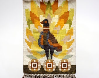 Ingegerd Silow Flat Weave| Swedish Rölakan Rug "Paradis"| Large Kelim Kilim Like Wool and Linen Carpet| Handwoven| 1960s Nordic Fiber Art
