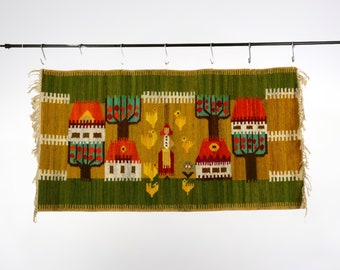 LARGE Flemish Weaving Wool Wall Hanging| Swedish Handicraft Home Decor| 1960s| Mid Century| Scandinavian Fiber Art