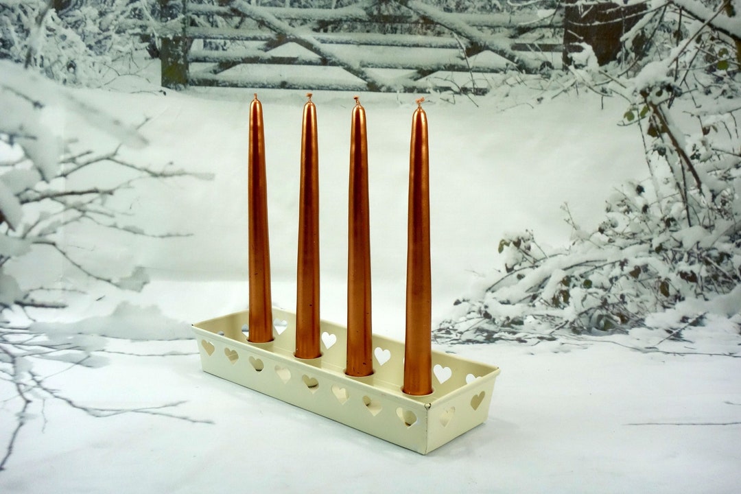 Retro Metal Advent Candle Holder Heart Cutout Nordic Etsy