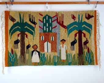 Egyptian Native Wall Hanging Flemish Weaving| Handwoven Wool Wall Decor| Ramses Wissa Wassef| Christmas Gift| Gift Idea