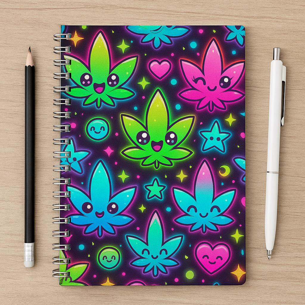 Neon Kawaii Cannabis Digital Paper Pack | Weed Scrapbook Trippy Stoner ...
