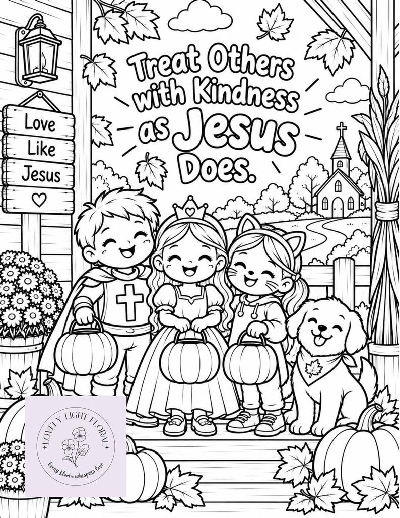Christian Fall Coloring Page for Kids | Treat Others With Kindness ...