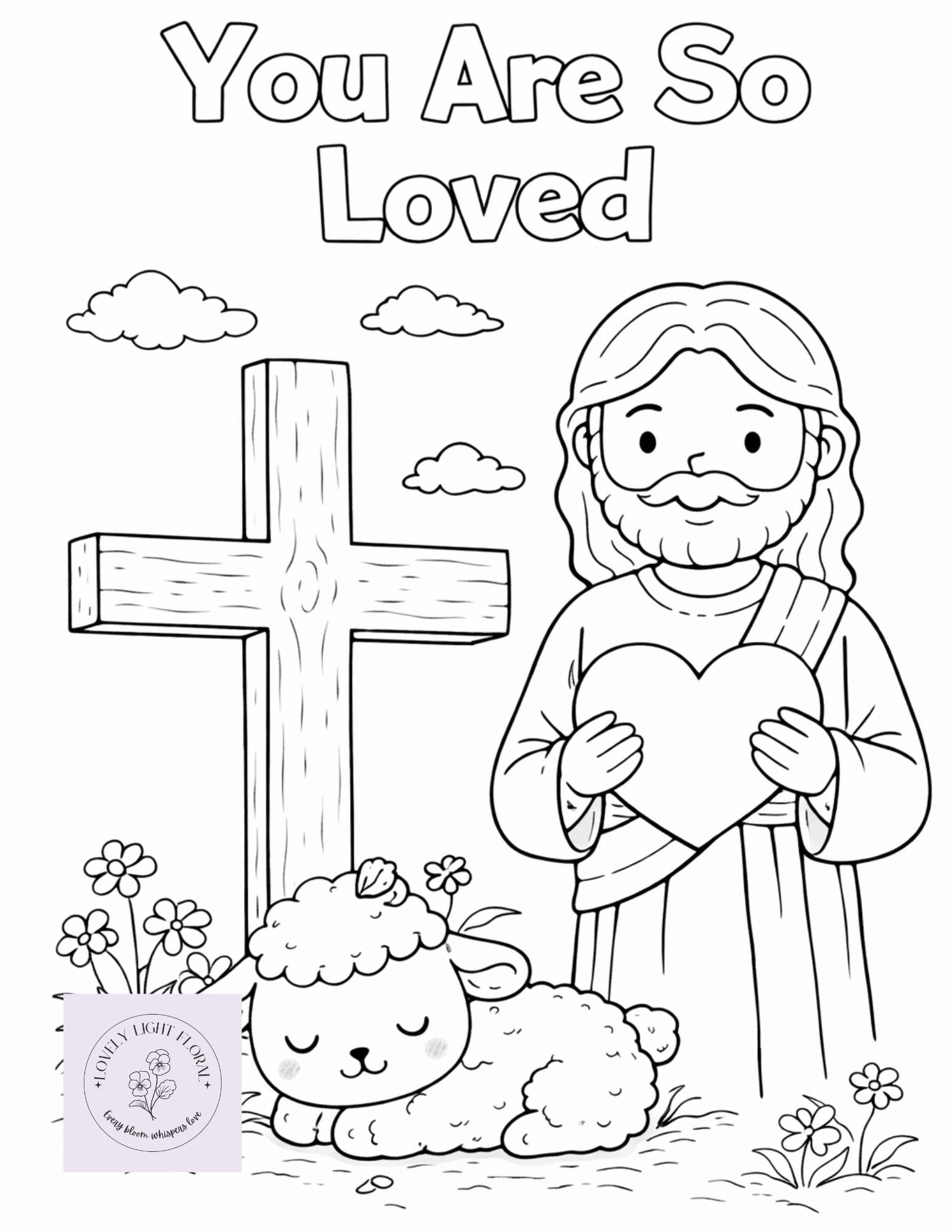 Christian Coloring Page Printable - Jesus, Cross, Lamb - Sunday…