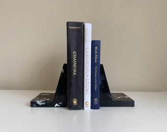 Black and White Marble Bookends