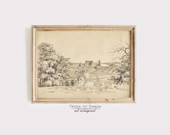 Large Wall Art, Digital Wall Art, Sketch Vintage Art Print, Digital Download, Vintage Home Decor, Antique Print, 14-v2-51