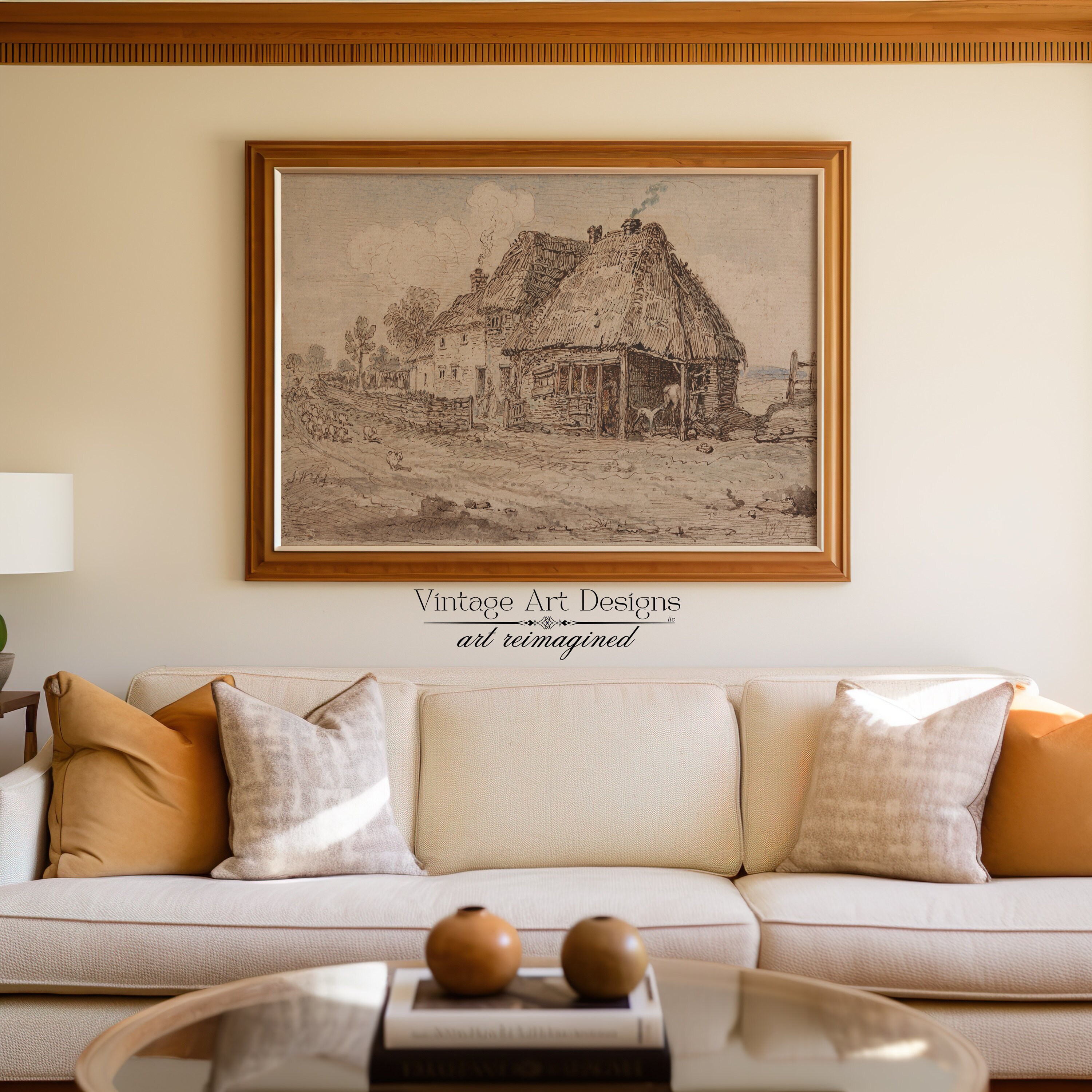 Farmhouse Vintage Wall Art, Living Room Art, Antique Print, Neutral Art ...