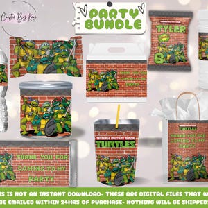 DIGITAL FILE- Ninja Turtle, Ninja Turtle Favors, Ninja Turtle Birthday, Ninja Turtle Party, Ninja Tyrtle Printable, Ninja Turtle Chip Bag