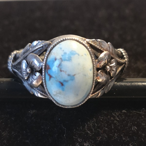 Bague en argent turquoise pour femme, pièce unique, faite à la main, cadeau pour elle