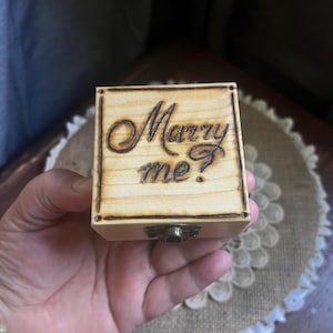 Proposal Ring Box Marry Me, Engagement Natural Wood Jewelry Box, Memory Box, unique gift for girlfriend boyfriend