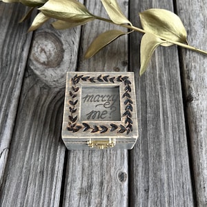 Proposal Rustic Ring Box Marry Me, Engagement Ring Box, Wood Jewelry Box, custom box, Memory Box, unique gift for girlfriend boyfriend