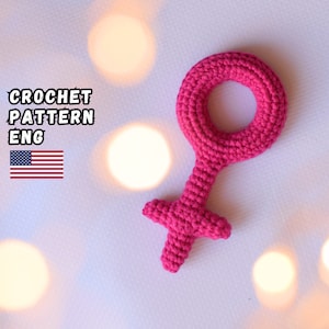 Virkmönster för Venussymbolen: Amigurumi-nyckelring (PDF-nedladdning).