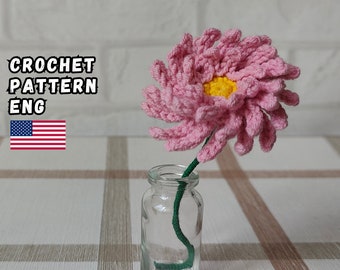 CROCHET PATTERN, Crochet flowers pdf pattern, US terms, Crochet Pattern Daisy Flower