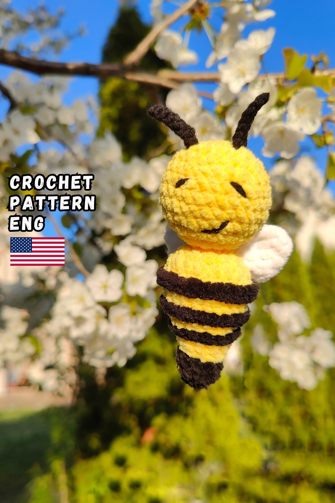 Bumble Bee Crochet Pattern No Sew Kawaii Plushies Amigurumi Cute Toy - Etsy