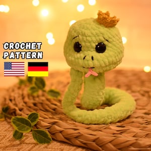 Snake amigurumi pattern, Crochet snake pattern, cute snake easy tutorial, no-sew pattern, plush snake, Christmas crochet pattern