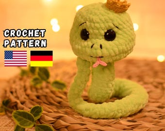 Padrão de amigurumi de cobra, Padrão de cobra de crochê, Tutorial fácil de cobra fofa, Padrão sem costura, Cobra de pelúcia, Padrão de crochê de Natal