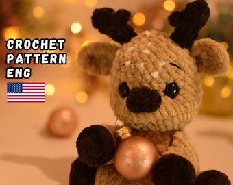 Christmas Deer Amigurumi Crochet Pattern (PDF).